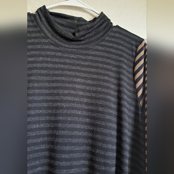 Alembika Urban Striped Mockneck Layering Capsule Maxi Swing Dress Size Large - Picture 4 of 11